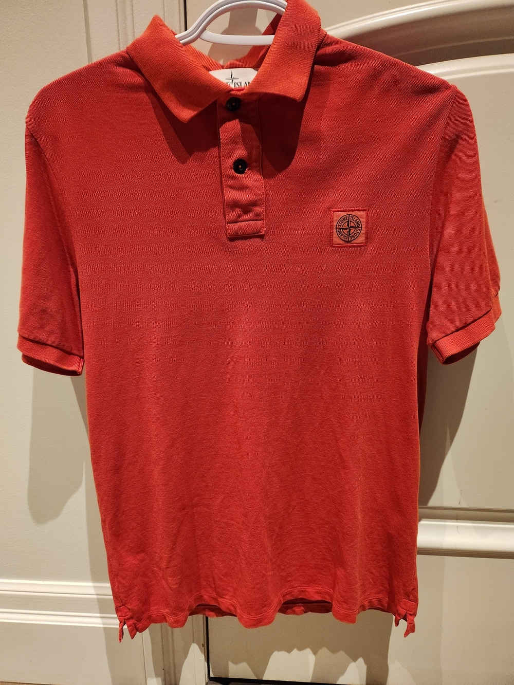 Stone Island Coral Red Short-Sleeve Polo